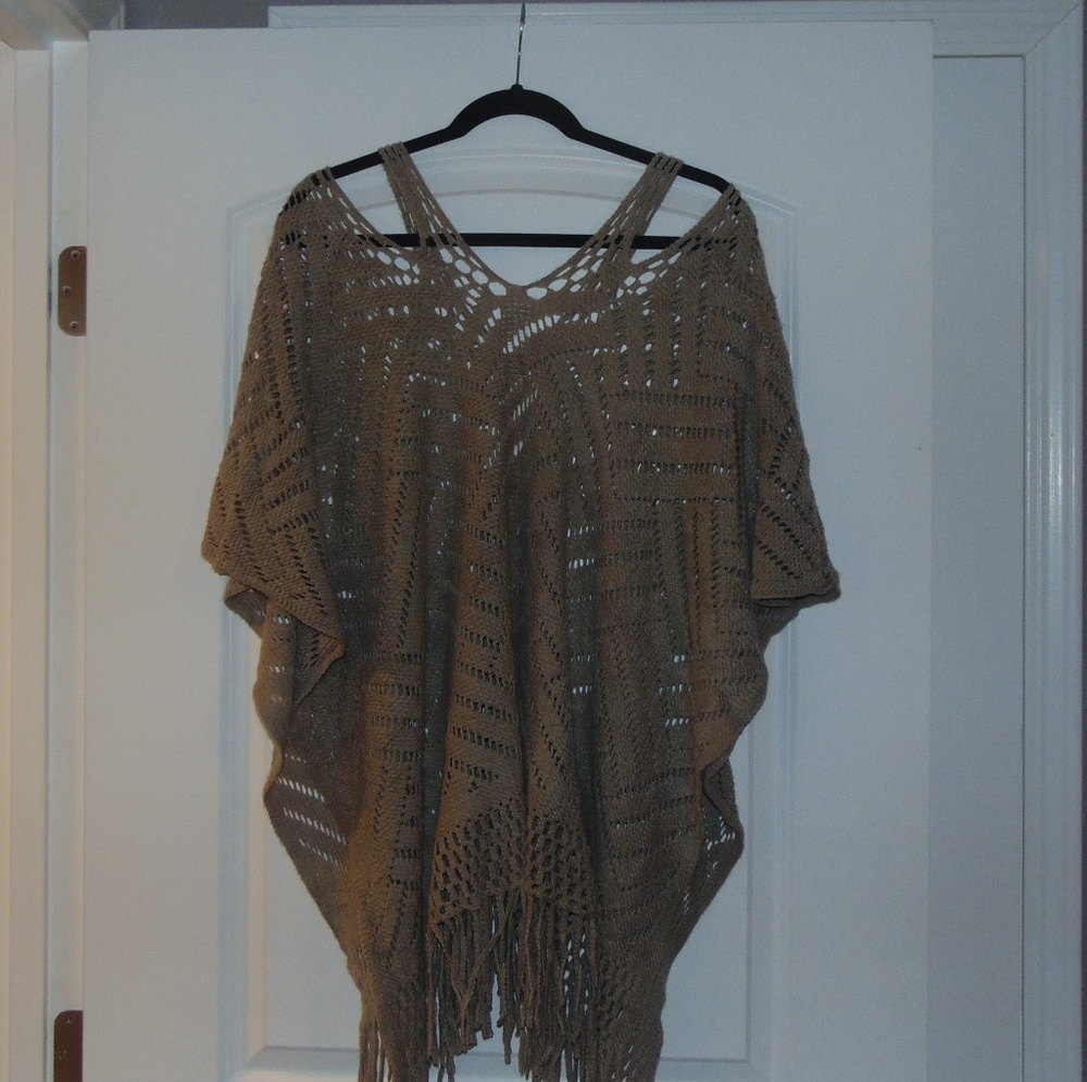 Tan Knitted Poncho